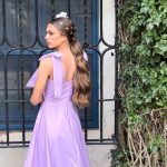 Vestido malva tiranta lazada